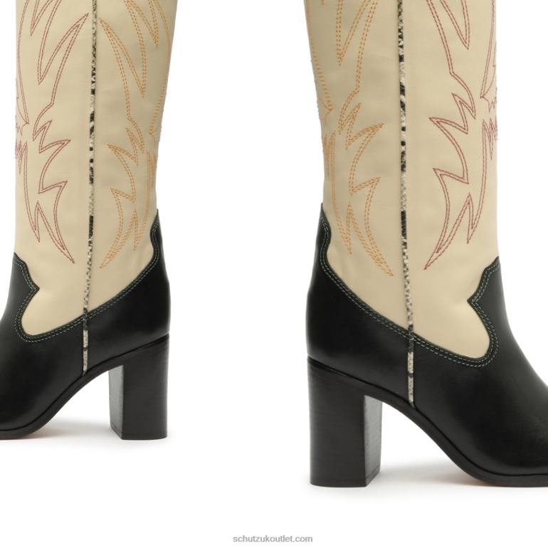 UK Schutz Maryana Block Casual West Atanado Prime Leather Boot Black 806T8793