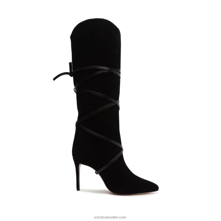 UK Schutz Maryana Lace Cow Suede Boot Black 806T8827
