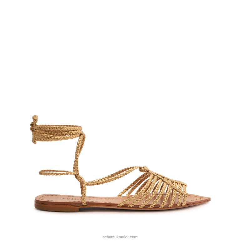 UK Schutz Adele Metallic Leather Sandal Gold 806T8547