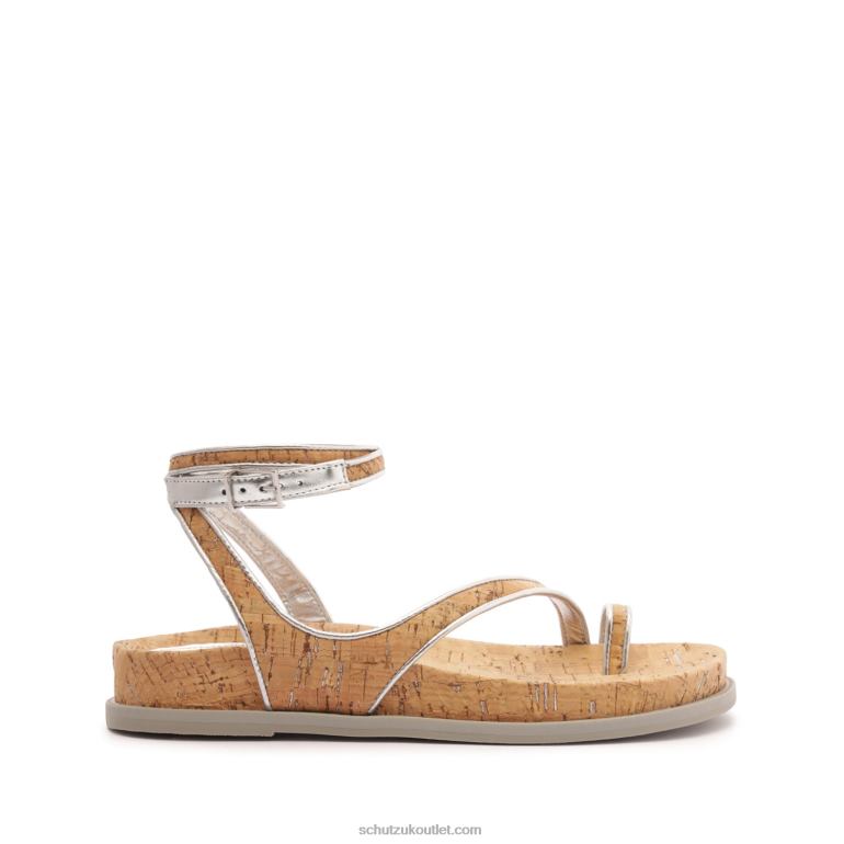 UK Schutz Chinara Leather Sandal Silver 806T8544