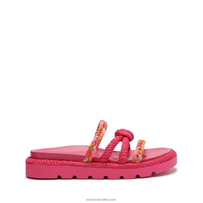 UK Schutz Mel Sporty Cordao Leather Sandal Pink 806T8604