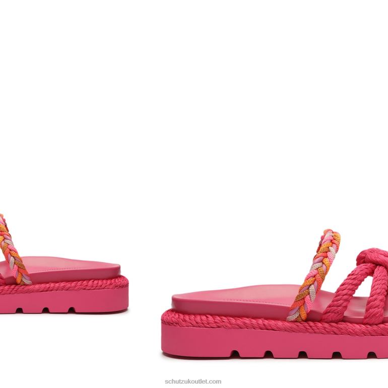 UK Schutz Mel Sporty Cordao Leather Sandal Pink 806T8604