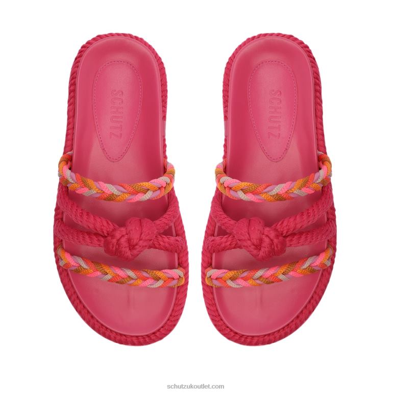 UK Schutz Mel Sporty Cordao Leather Sandal Pink 806T8604