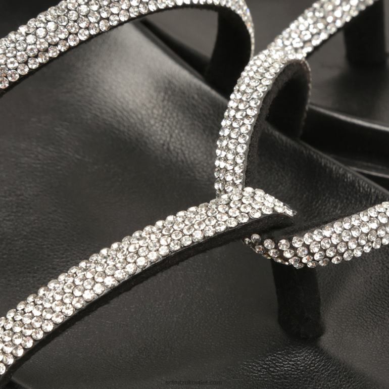 UK Schutz Phoebe Sporty Nappa Leather Sandal Black Crystal 806T8533