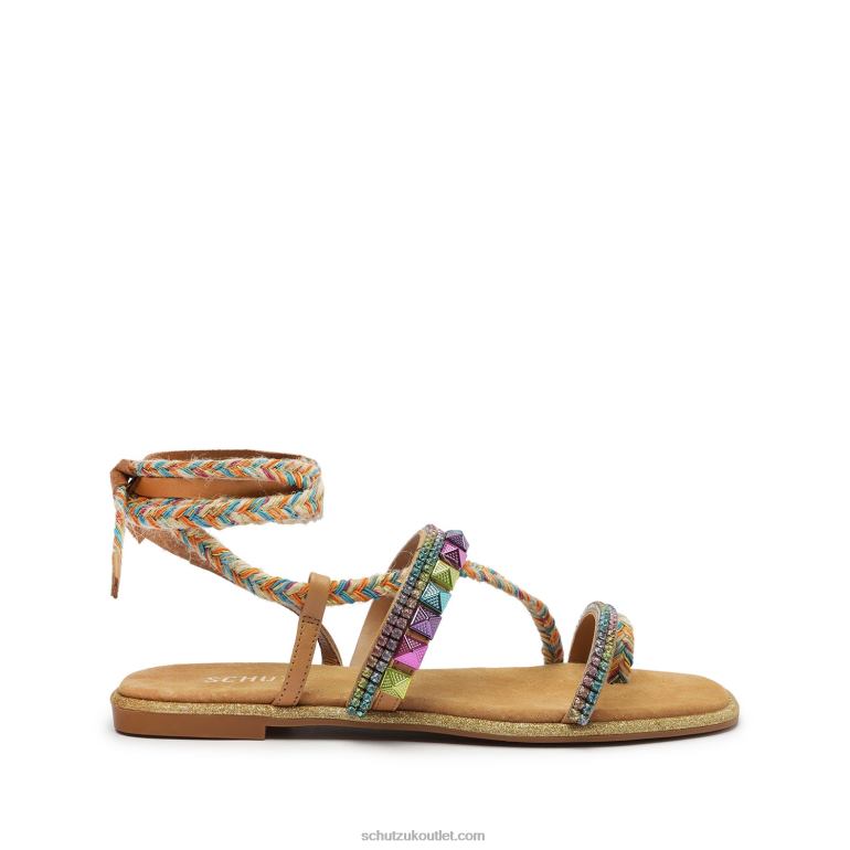 UK Schutz Summer Atanado Leather Sandal Nude Caramel 806T8541