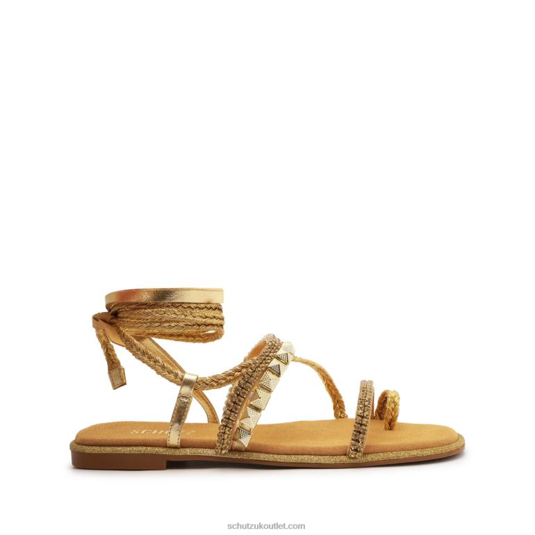 UK Schutz Summer Nappa Leather Sandal Gold 806T8542