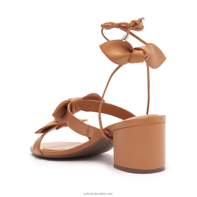 UK Schutz Alia Mid Block Nappa Leather Sandal Honey Peach 806T859