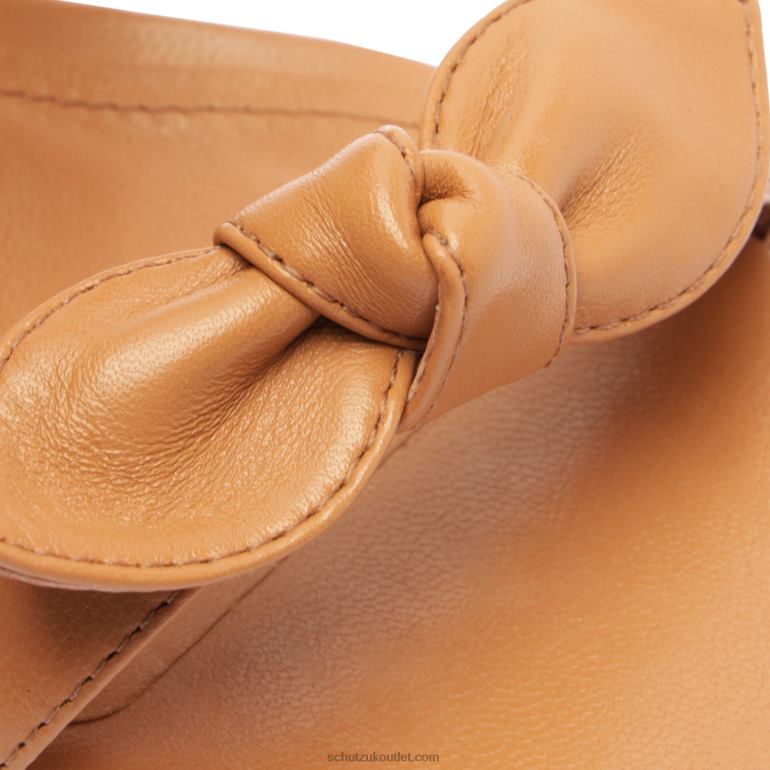 UK Schutz Alia Mid Block Nappa Leather Sandal Honey Peach 806T859