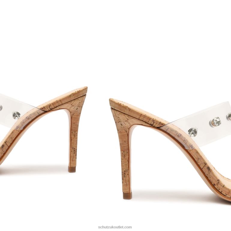 UK Schutz Ariella Cork Vinyl Sandal Clear 806T8340