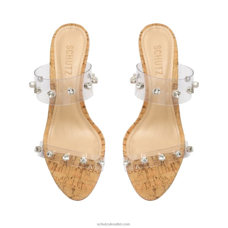 UK Schutz Ariella Cork Vinyl Sandal Clear 806T8340