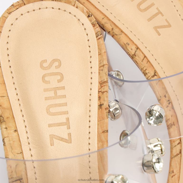 UK Schutz Ariella Cork Vinyl Sandal Clear 806T8340