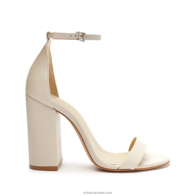 UK Schutz Cadey Lee Block Nappa Leather Sandal Pearl 806T847
