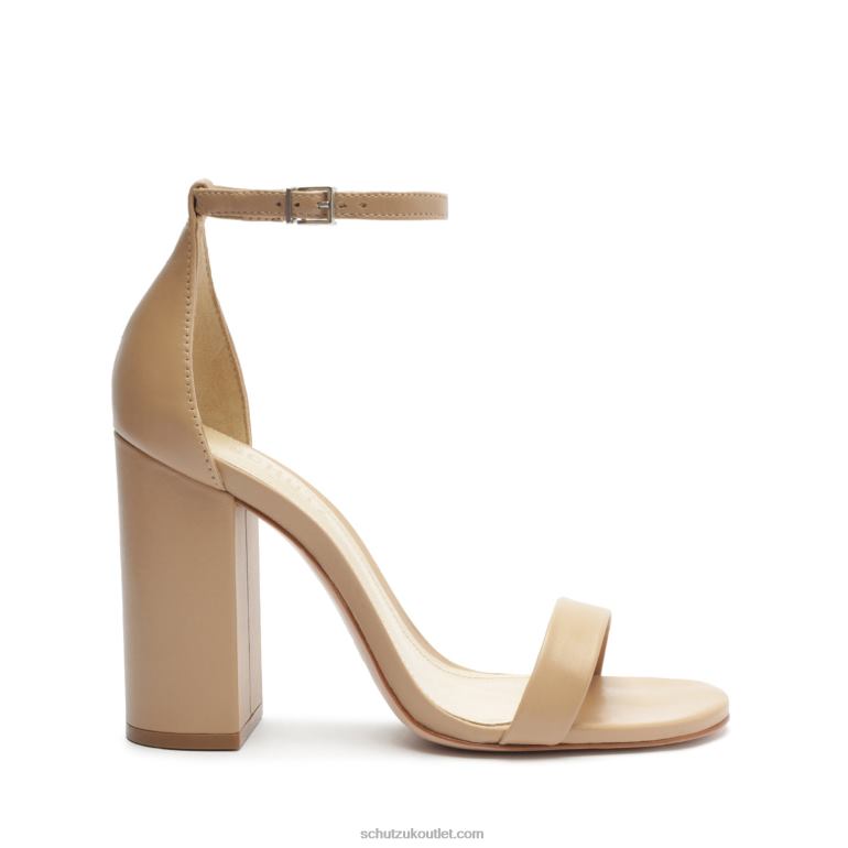 UK Schutz Cadey Lee Block Nappa Leather Sandal True Beige 806T848