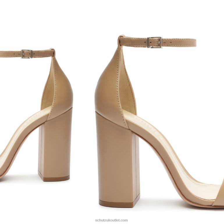 UK Schutz Cadey Lee Block Nappa Leather Sandal True Beige 806T848
