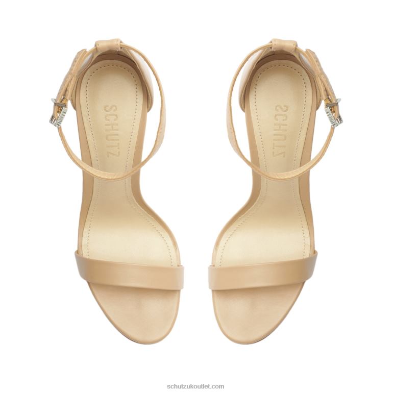 UK Schutz Cadey Lee Block Nappa Leather Sandal True Beige 806T848