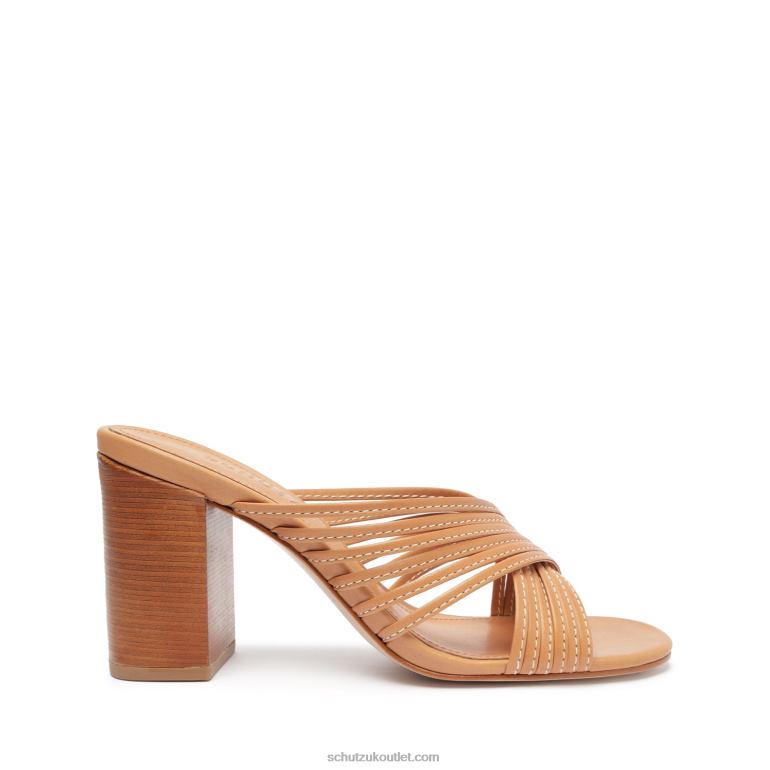 UK Schutz Evangeline Atanado Leather Sandal Honey Peach 806T844