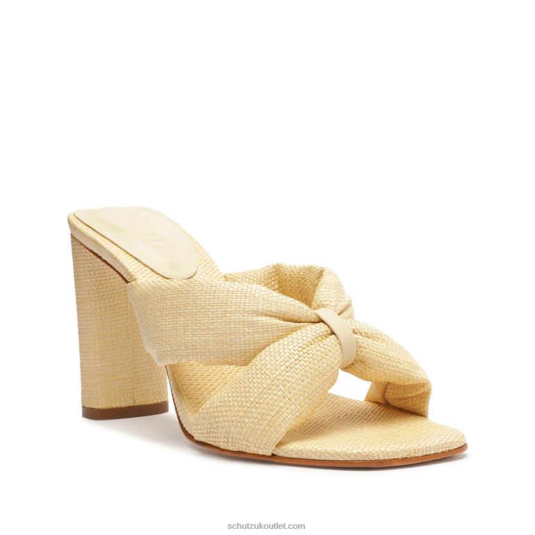 UK Schutz Fairy High Casual Straw & Nappa Leather Sandal Eggshell 806T836
