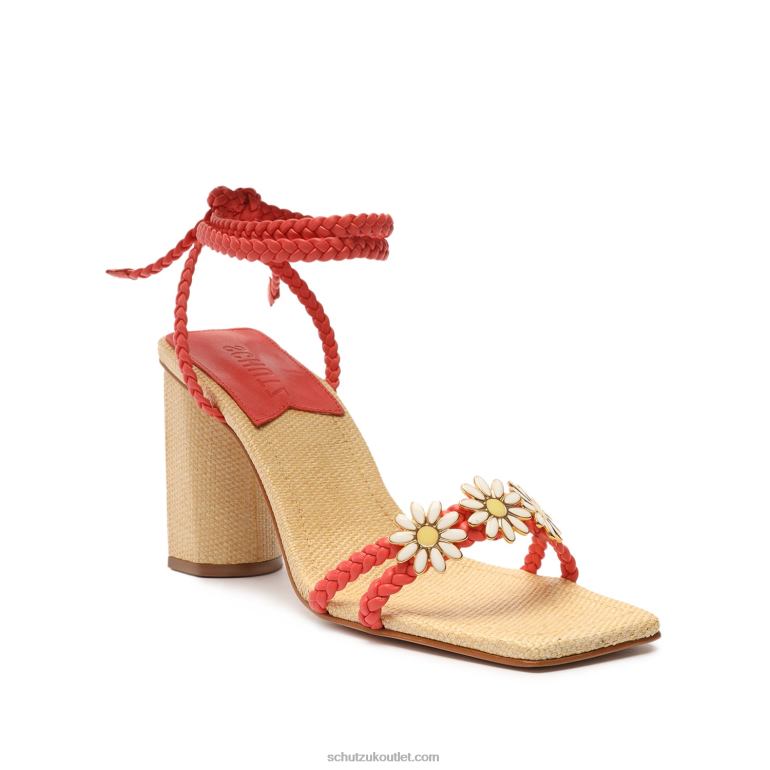 UK Schutz Hina Atanado Leather Sandal Coral 806T8112