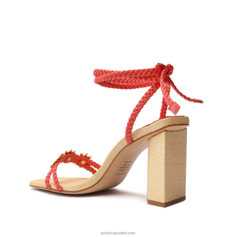 UK Schutz Hina Atanado Leather Sandal Coral 806T8112