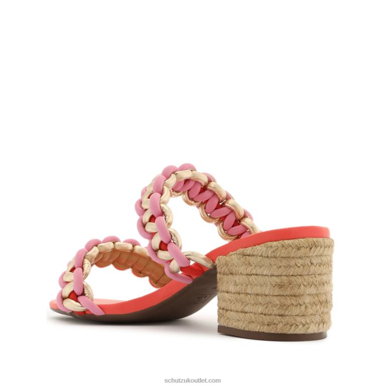 UK Schutz Juliet Mid Suede & Leather Sandal Coral 806T8138