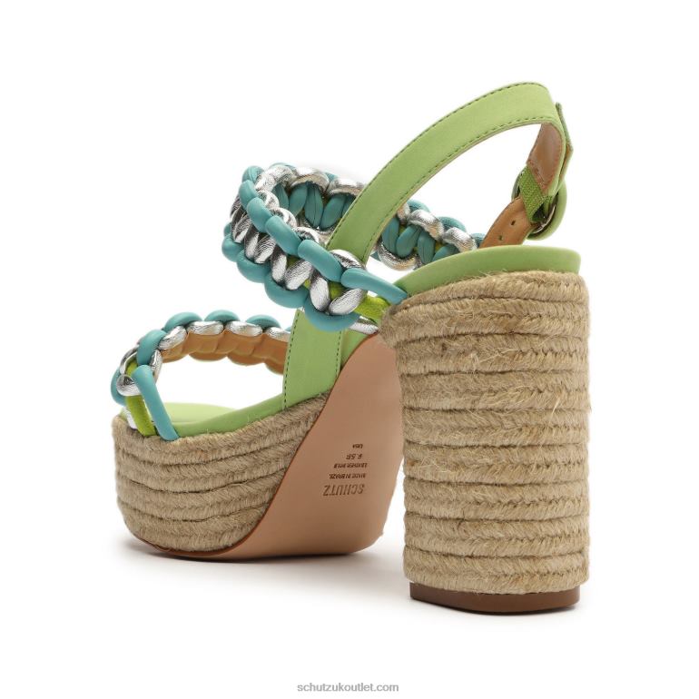 UK Schutz Juliet Plataform Suede & Leather Sandal Lime Green 806T8111