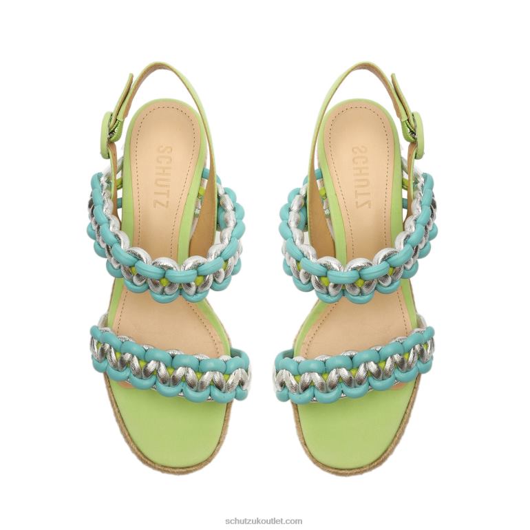 UK Schutz Juliet Plataform Suede & Leather Sandal Lime Green 806T8111