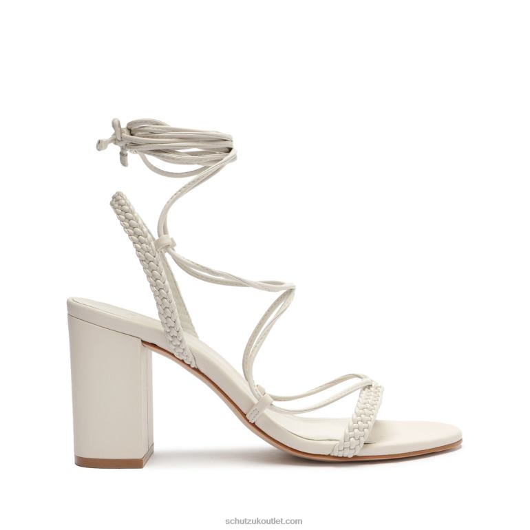 UK Schutz Maxima Block Leather Sandal Pearl 806T843
