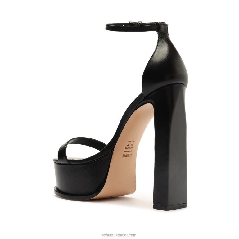UK Schutz Suzy Lee Platform Nappa Leather Sandal Black 806T8146