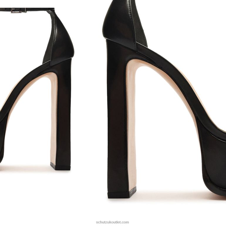 UK Schutz Suzy Lee Platform Nappa Leather Sandal Black 806T8146