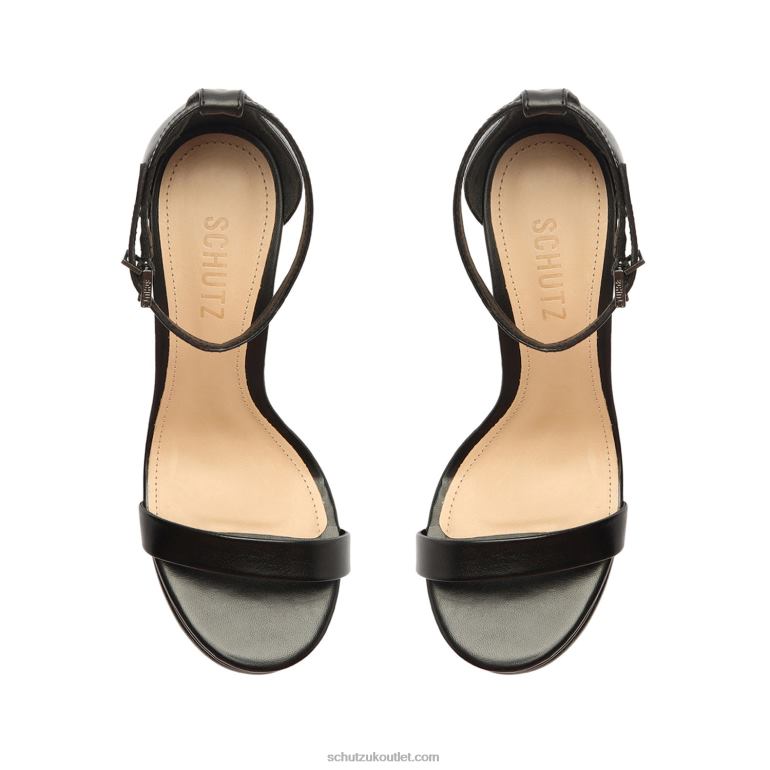 UK Schutz Suzy Lee Platform Nappa Leather Sandal Black 806T8146