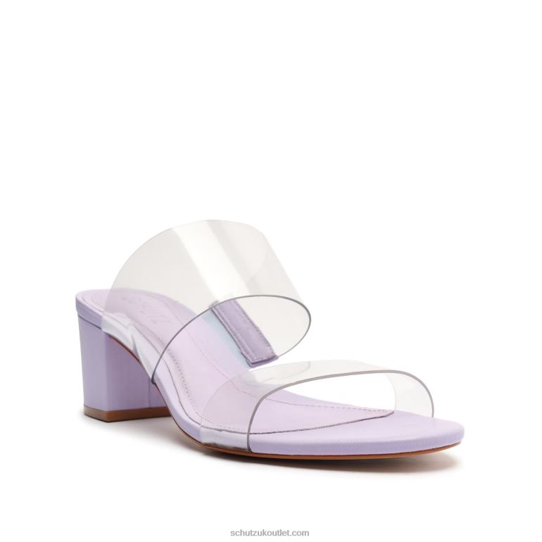 UK Schutz Victorie Nappa Leather & Vinyl Sandal Smoky Grape 806T8122