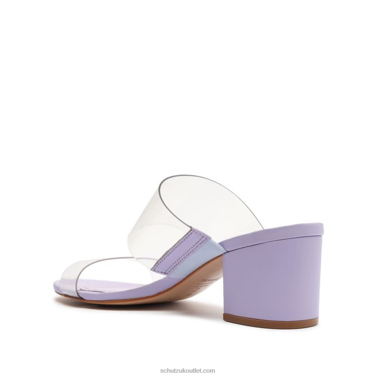 UK Schutz Victorie Nappa Leather & Vinyl Sandal Smoky Grape 806T8122