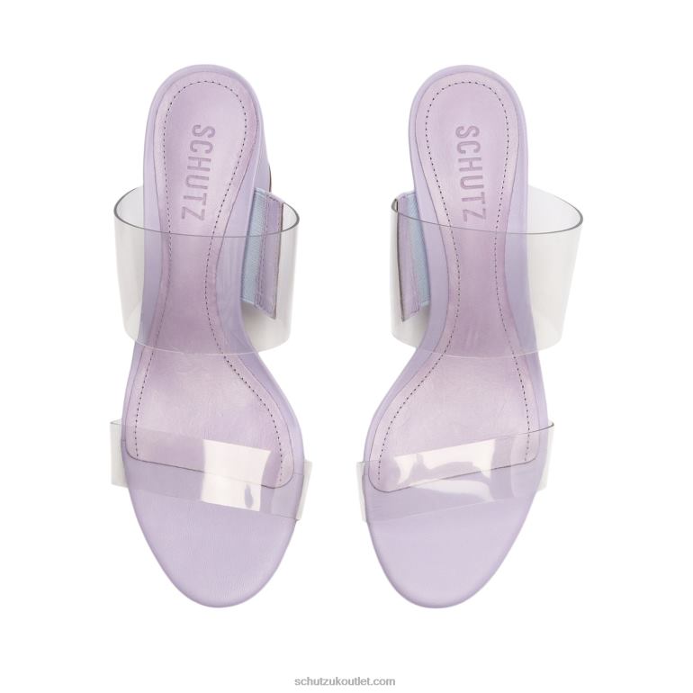 UK Schutz Victorie Nappa Leather & Vinyl Sandal Smoky Grape 806T8122