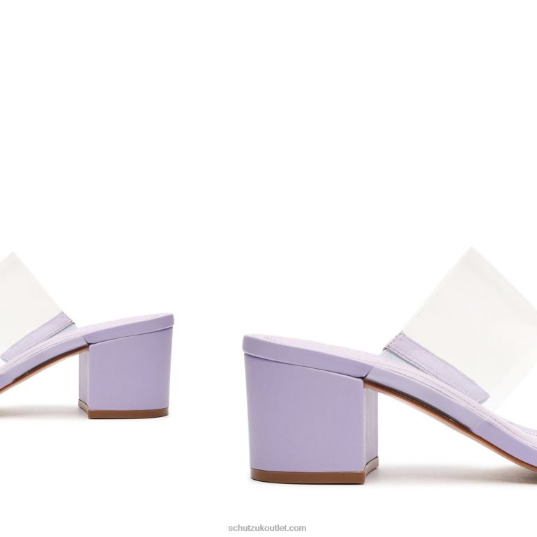 UK Schutz Victorie Nappa Leather & Vinyl Sandal Smoky Grape 806T8122
