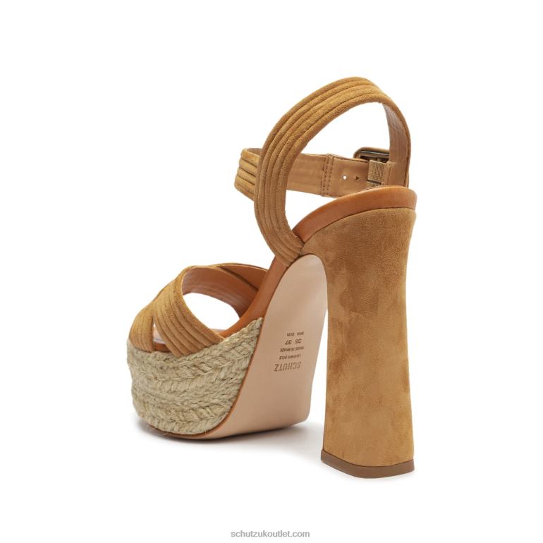 UK Schutz Blisse Platform Nubuck Sandal Nude Caramel 806T8620