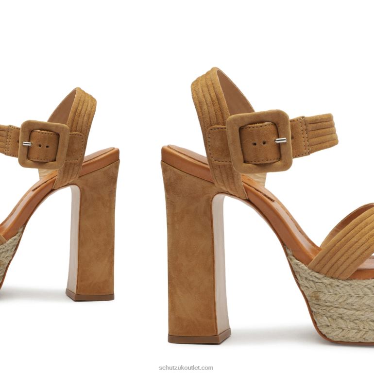 UK Schutz Blisse Platform Nubuck Sandal Nude Caramel 806T8620