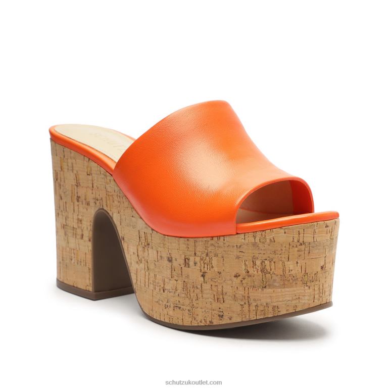 UK Schutz Dalle Cutout Nappa Leather Sandal Flame Orange 806T8625