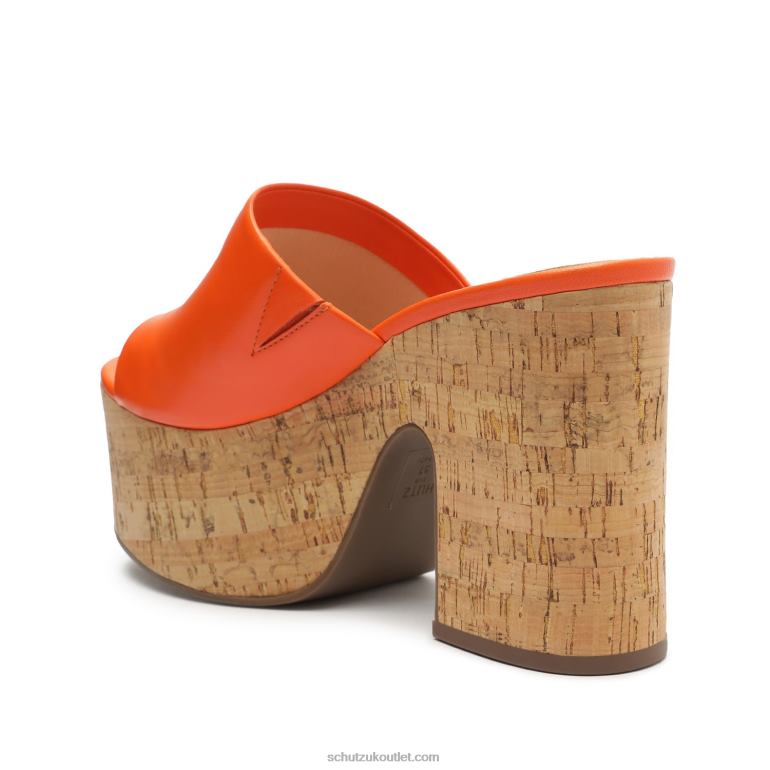 UK Schutz Dalle Cutout Nappa Leather Sandal Flame Orange 806T8625