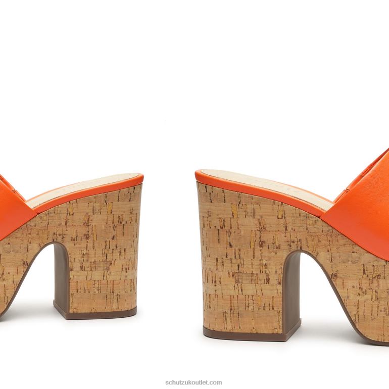 UK Schutz Dalle Cutout Nappa Leather Sandal Flame Orange 806T8625