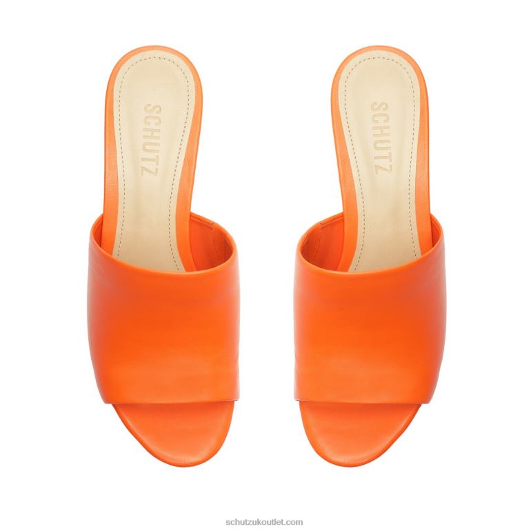 UK Schutz Dalle Cutout Nappa Leather Sandal Flame Orange 806T8625