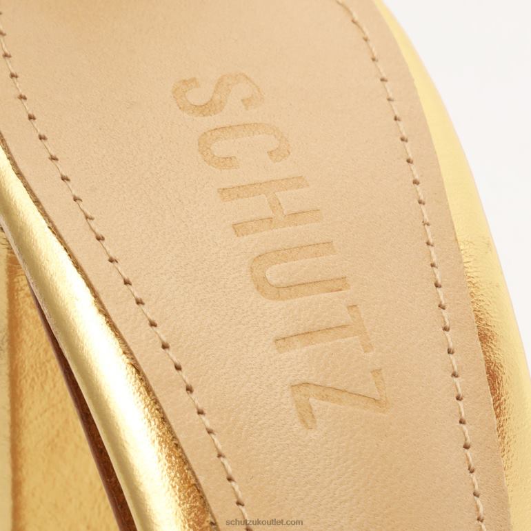 UK Schutz Fabienne Platform Metallic Leather Sandal Gold 806T8650