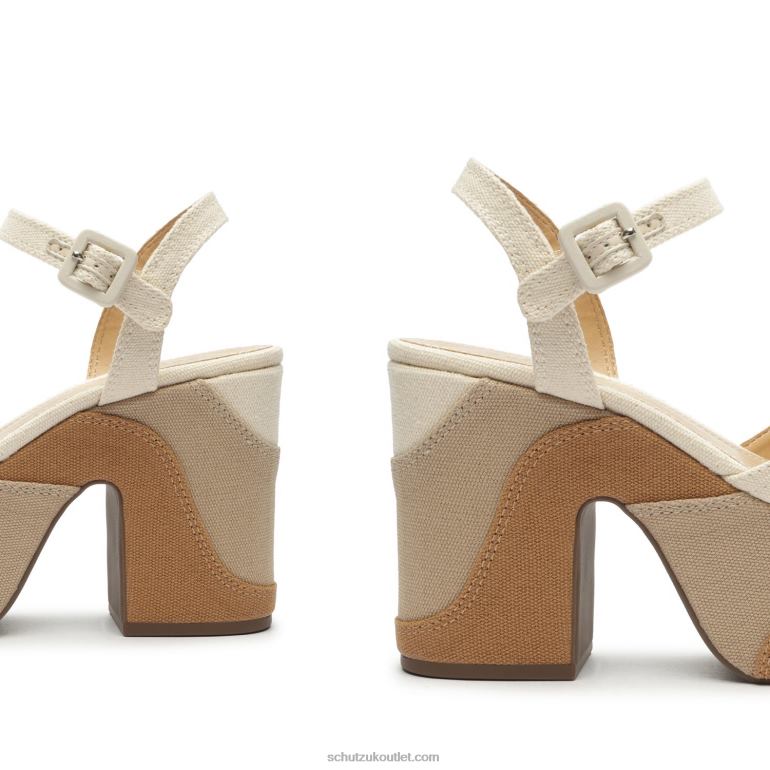 UK Schutz Isabelle Platform Nappa Leather Sandal White 806T8623