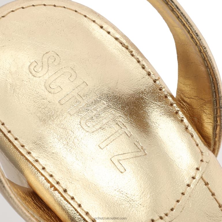 UK Schutz Kaila Platform Metallic Leather Sandal Gold 806T8644