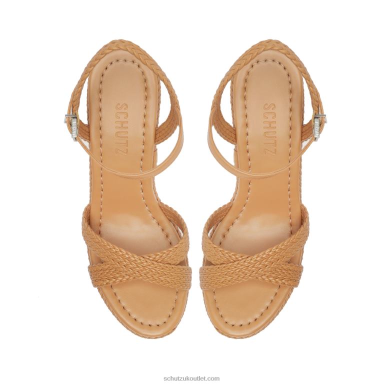 UK Schutz Karima Cutout Atanado Leather Sandal Honey Peach 806T8621