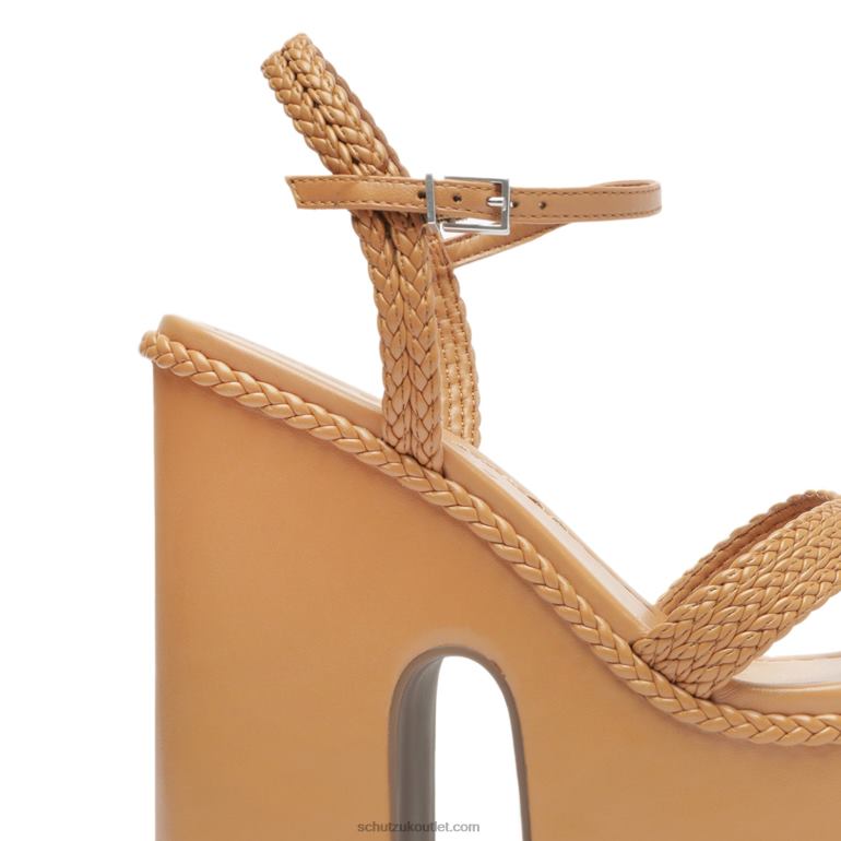 UK Schutz Karima Cutout Atanado Leather Sandal Honey Peach 806T8621