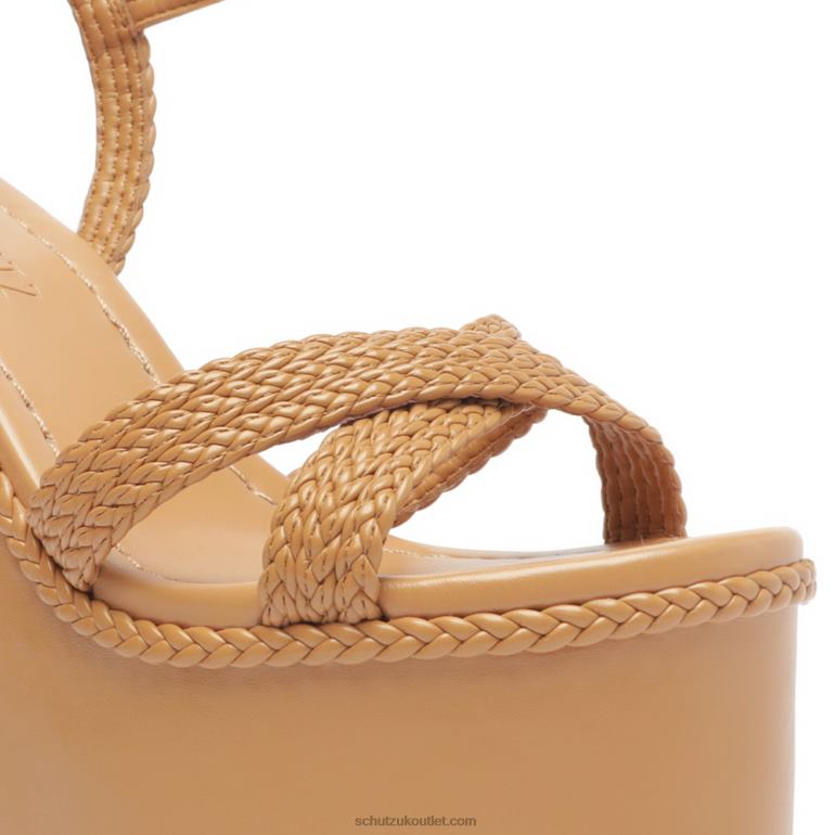 UK Schutz Karima Cutout Atanado Leather Sandal Honey Peach 806T8621