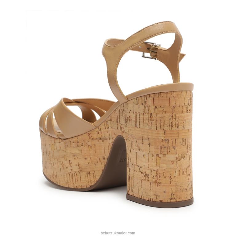 UK Schutz Keefa Cutout Nappa Leather Sandal True Beige 806T8636