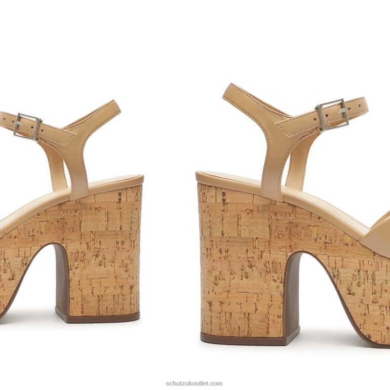 UK Schutz Keefa Cutout Nappa Leather Sandal True Beige 806T8636