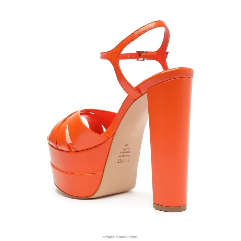 UK Schutz Keefa High Nappa Leather Sandal Flame Orange 806T8647
