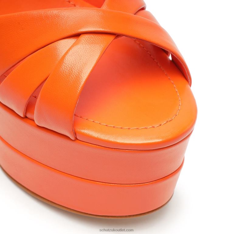 UK Schutz Keefa High Nappa Leather Sandal Flame Orange 806T8647
